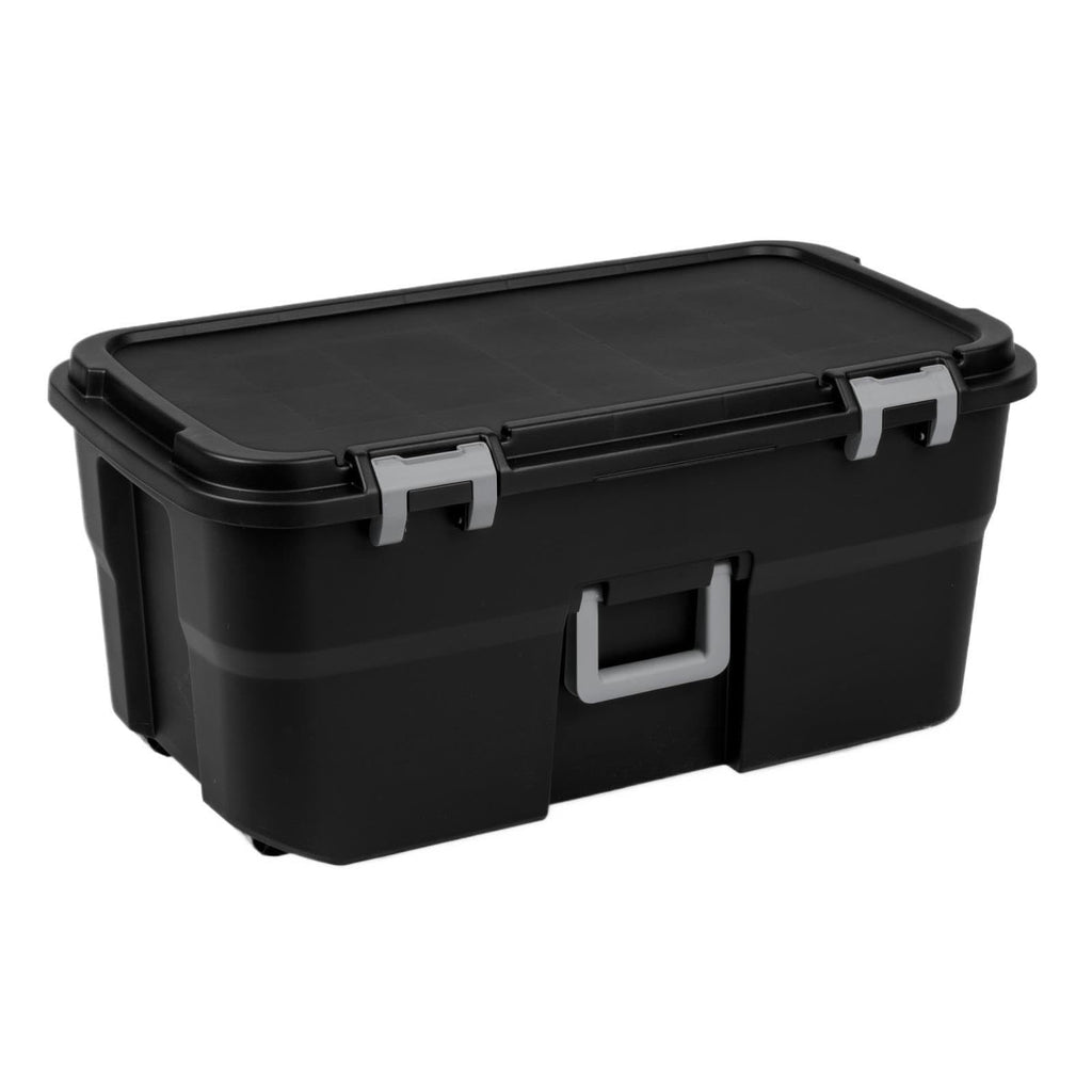 22 Gallon Black Wheeled Plastic Storage Trunk W8368