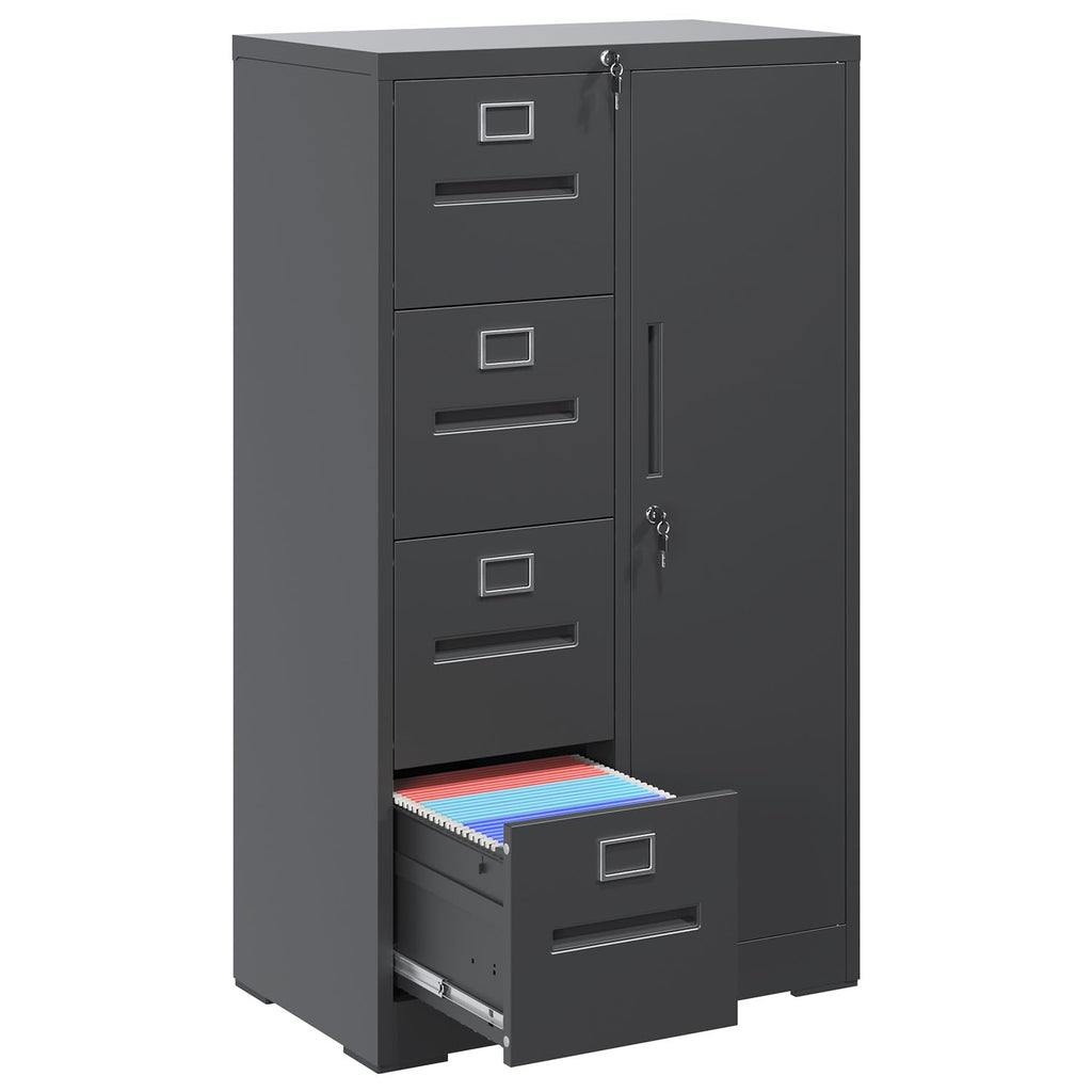 4 Drawer Black Vertical File Cabinet with Lock C667253