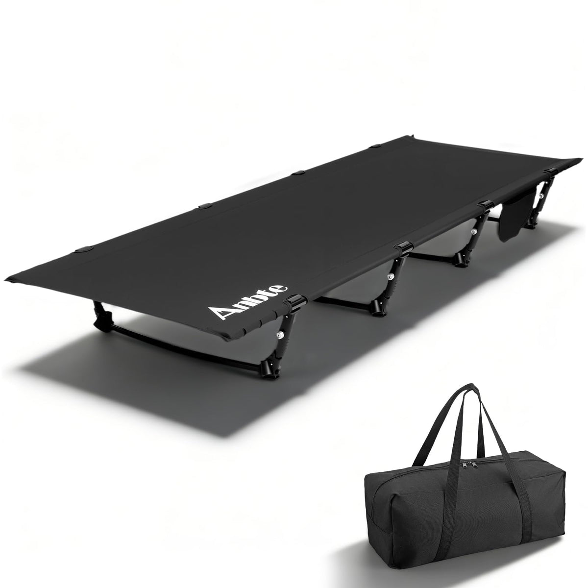 Black Ultralight Folding Camping Cot with Storage Bag P19748
