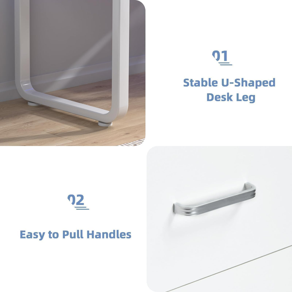 White Office Desk with 3 Drawers H674607