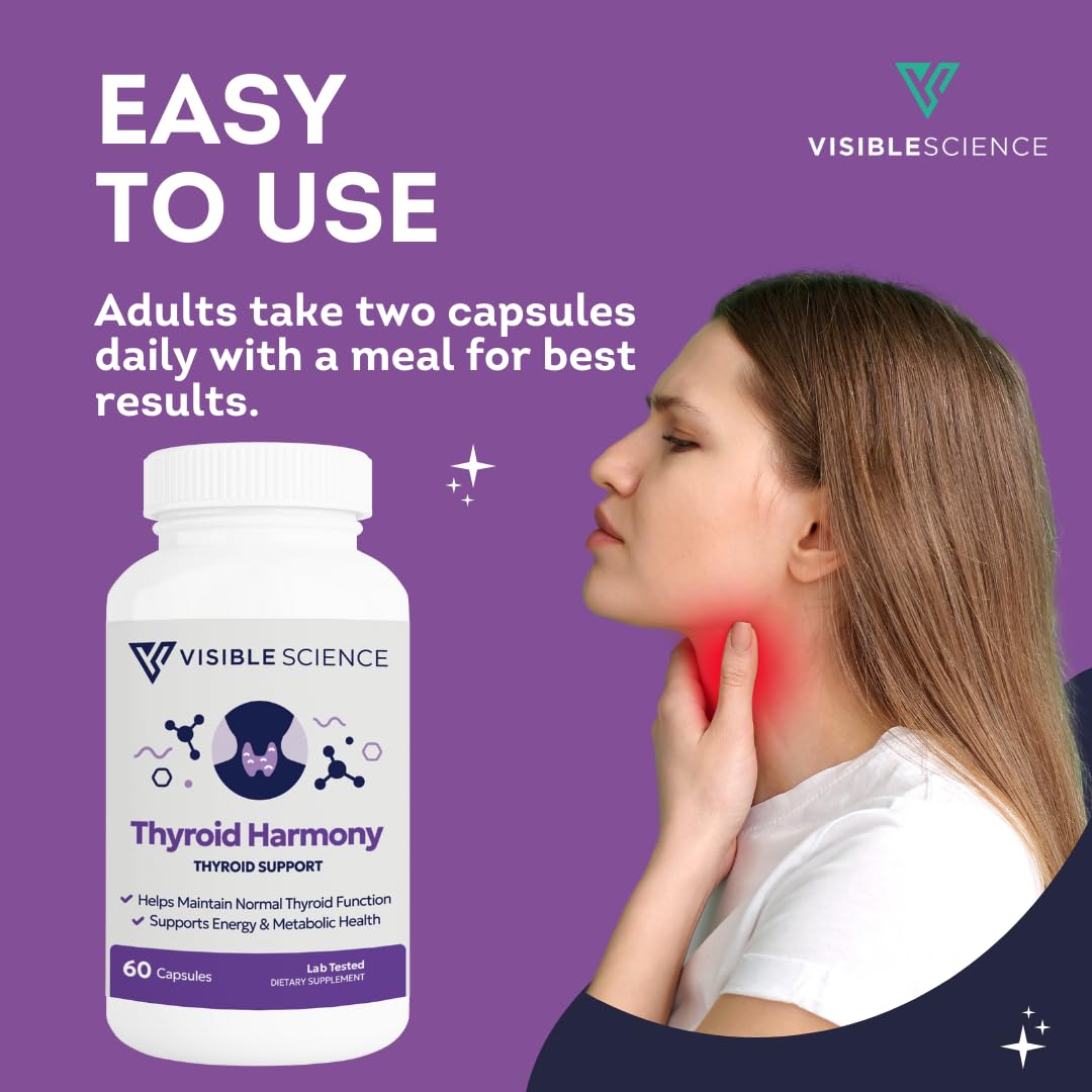 Thyroid Support Supplement with Iodine Selenium Ashwagandha B12 Zinc 60 Capsules E2676