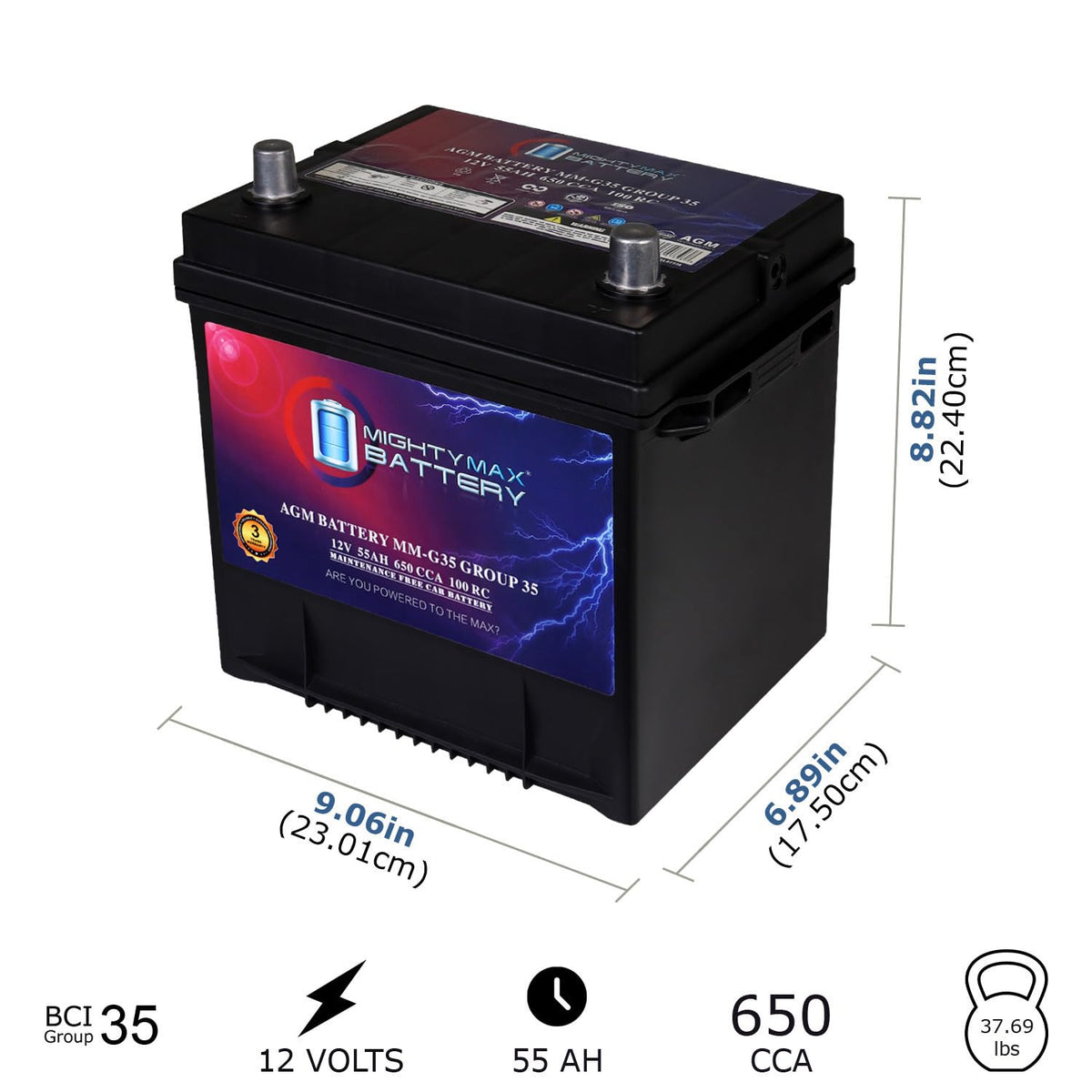 12V 55Ah AGM Replacement Battery I86351