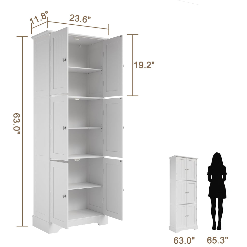 63.2" Tall Bathroom Storage Cabinet with 6 Doors S898393