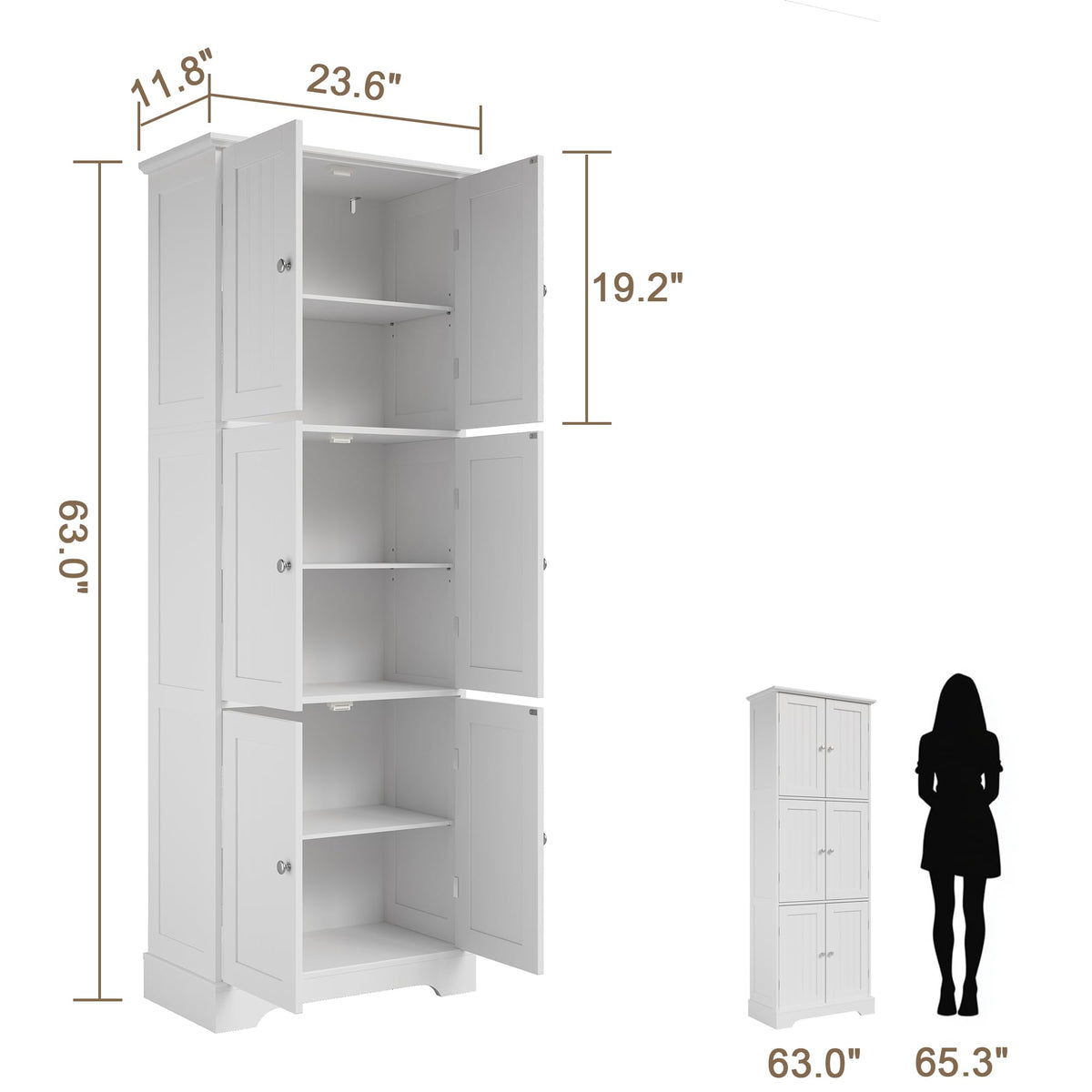 63.2" Tall Bathroom Storage Cabinet with 6 Doors S898393