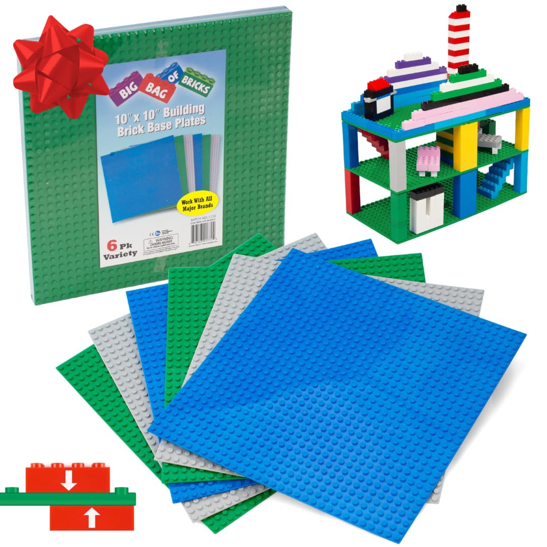 Green Blue White 10x10" Building Bricks Baseplates 4 Pack Q815