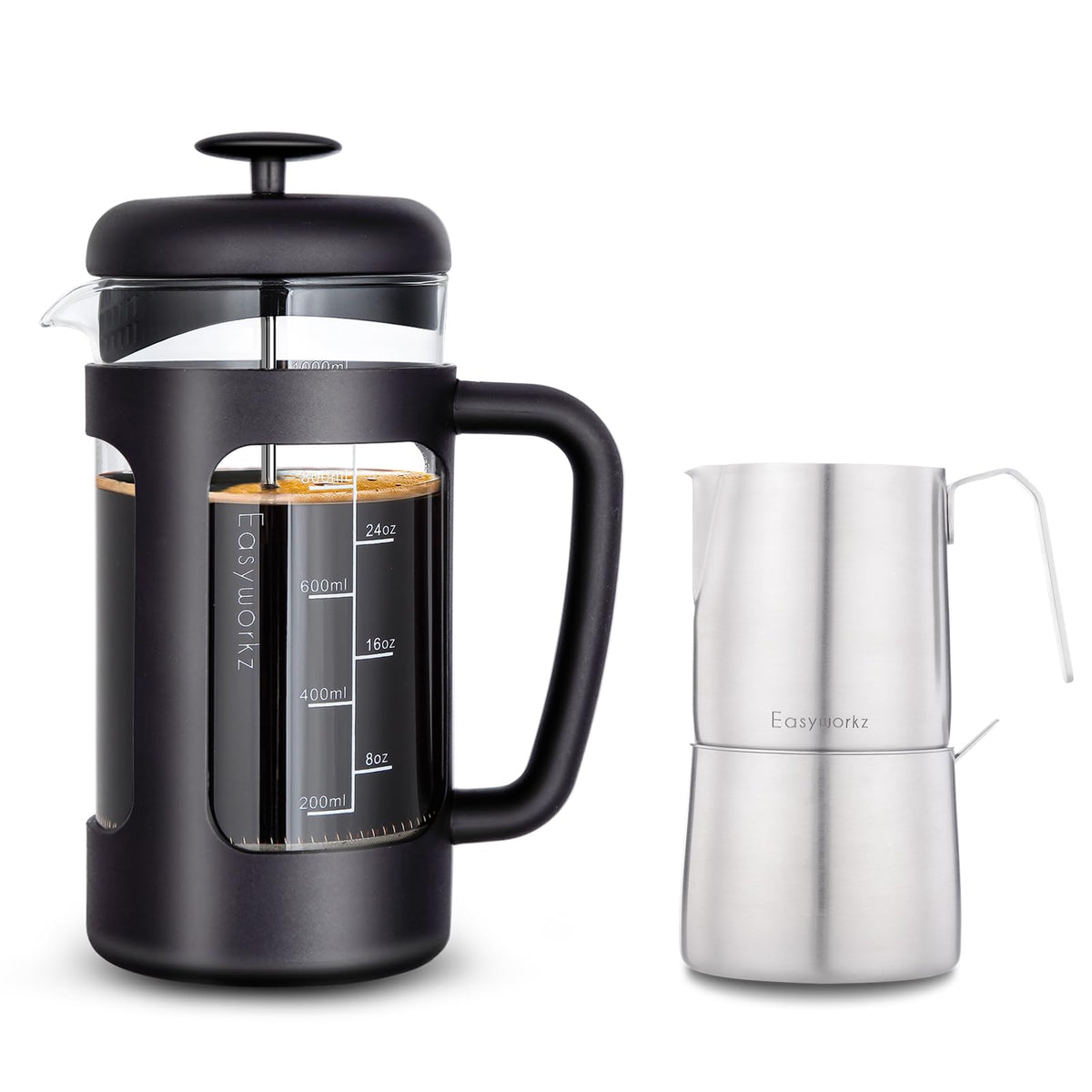 34 oz Stainless Steel French Press and Creamer Sugar Bowl Set X6410