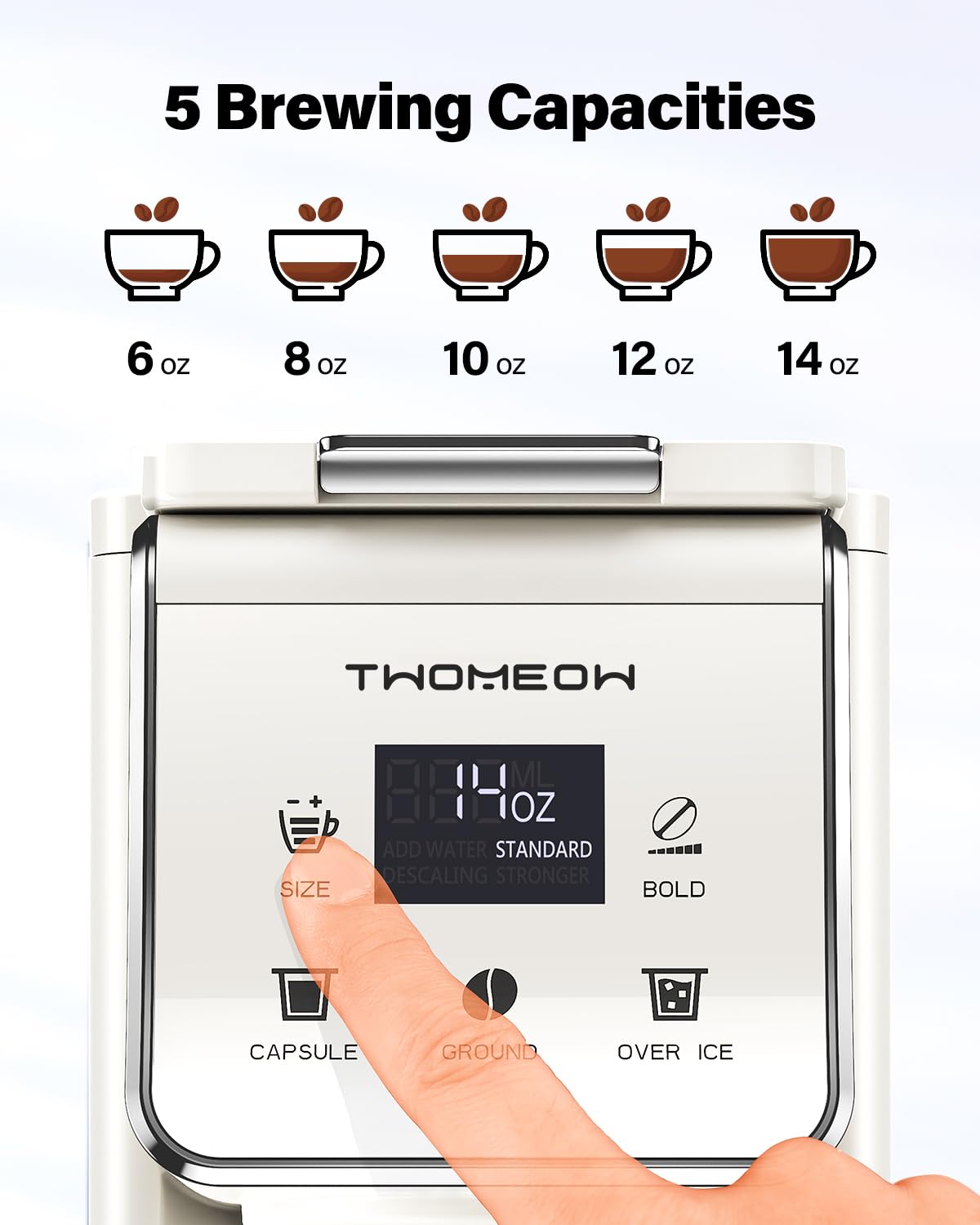 Single Serve Coffee Maker for K Cup and Grounds, White N8760