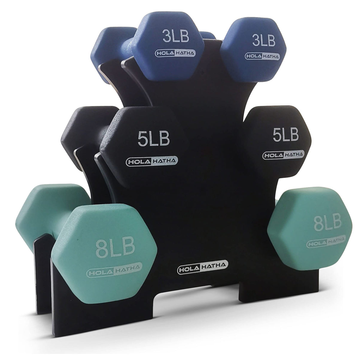 1, 2 and 3 lb Neoprene Dumbbell Set with Rack P575