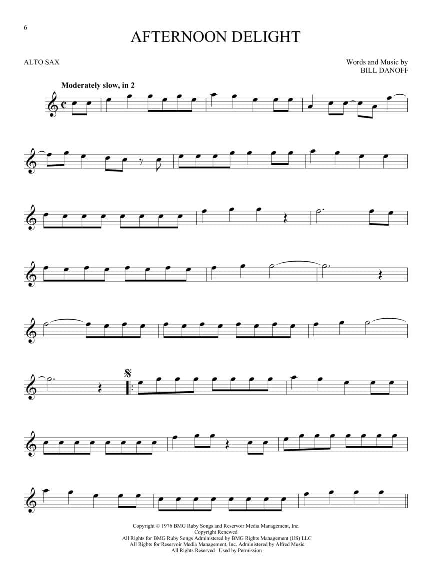 Alto Sax Sheet Music Songbook A81050