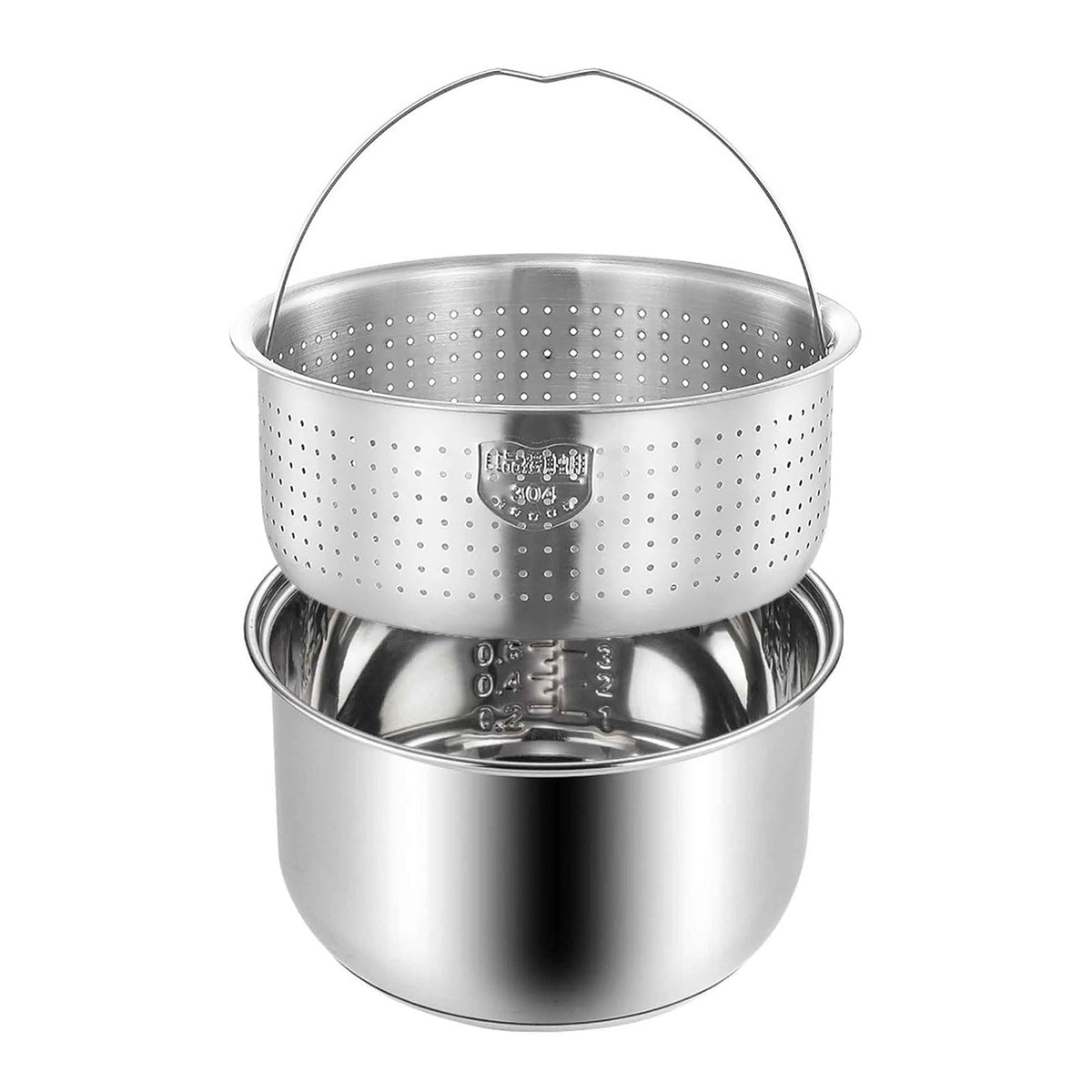 Stainless Steel Rice Cooker Inner Pot with Steamer Basket 3.0L R300343