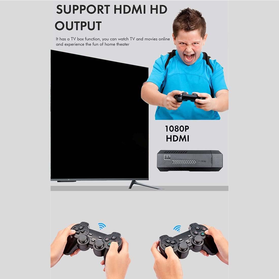 4K HD Retro Game Console with 2 Wireless Controllers, 64GB M8602