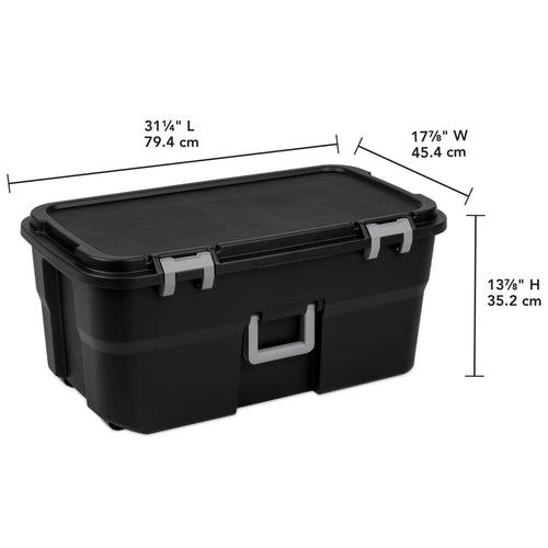 22 Gallon Black Wheeled Plastic Storage Trunk W8368