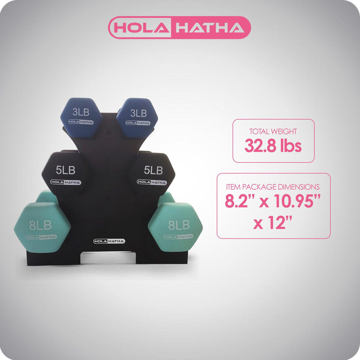 1, 2 and 3 lb Neoprene Dumbbell Set with Rack P575