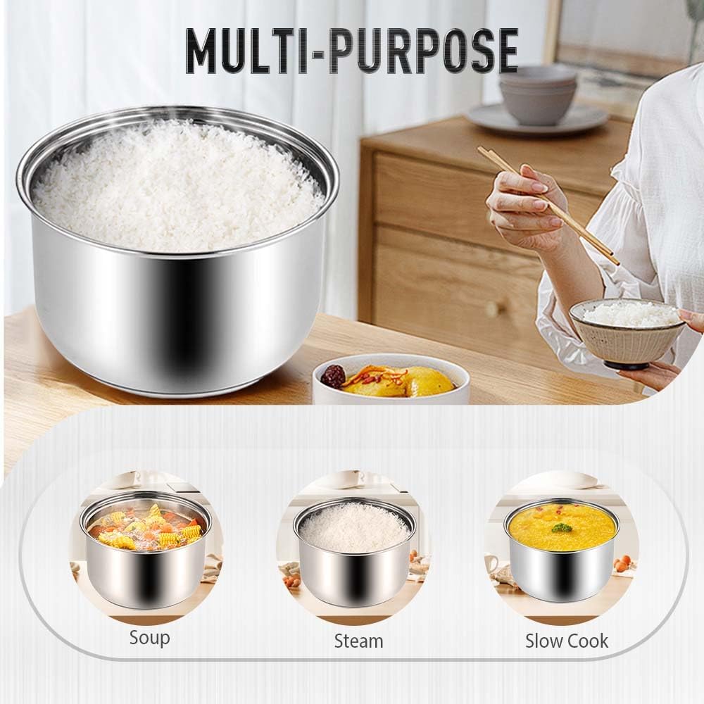 Stainless Steel Rice Cooker Inner Pot with Steamer Basket 3.0L R300343