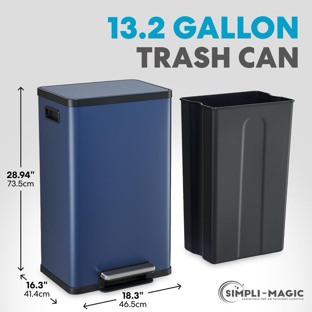 50L Stainless Steel Kitchen Trash Can with Soft-Close Lid Q21634