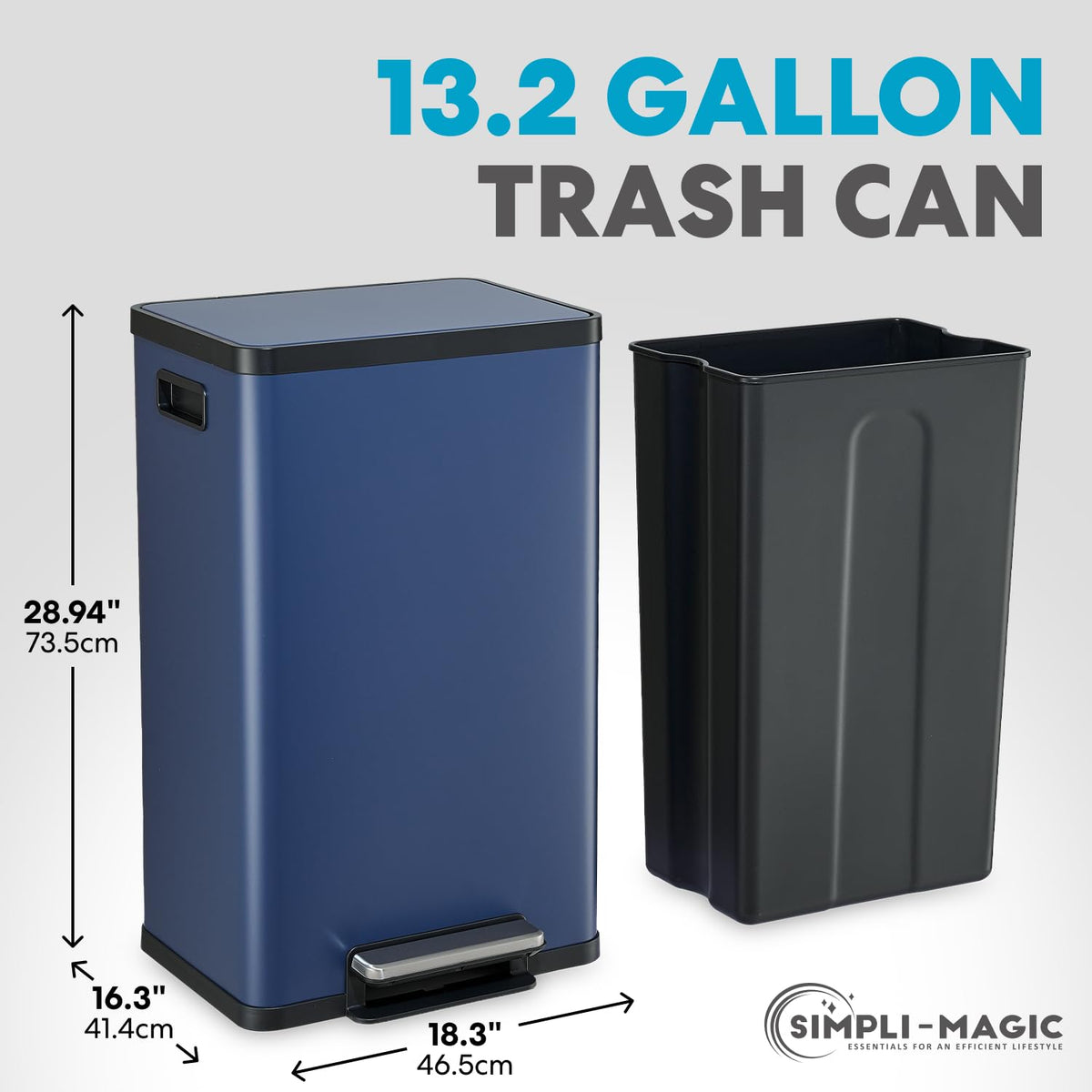 50L Stainless Steel Kitchen Trash Can with Soft-Close Lid Q21634