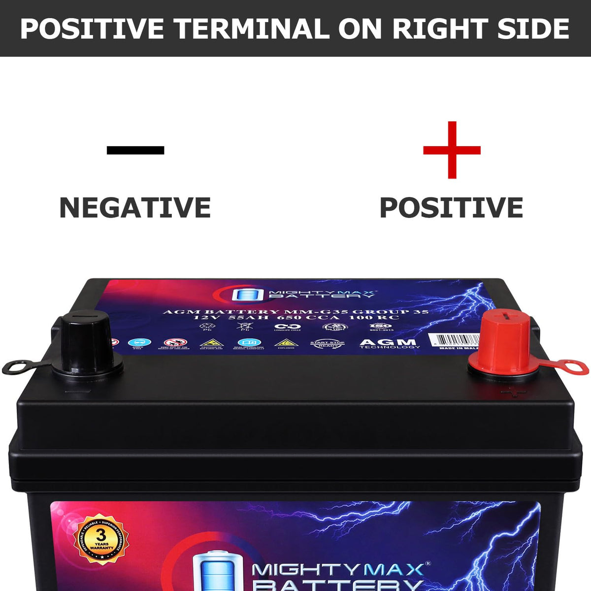 12V 55Ah AGM Replacement Battery I86351