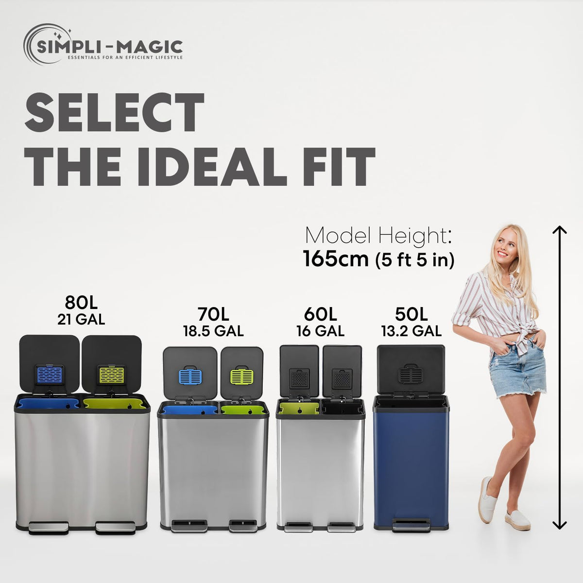 50L Stainless Steel Kitchen Trash Can with Soft-Close Lid Q21634