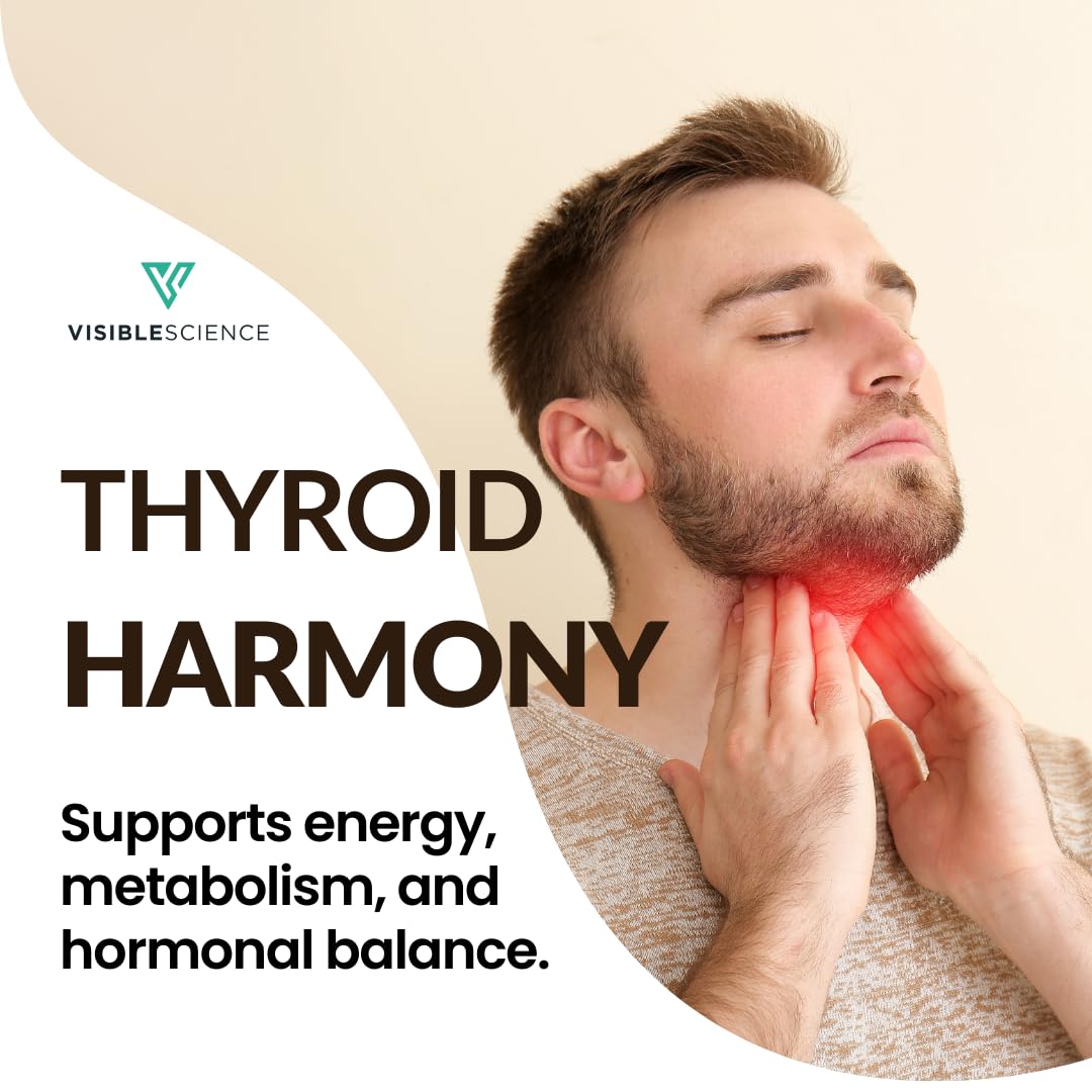 Thyroid Support Supplement with Iodine Selenium Ashwagandha B12 Zinc 60 Capsules E2676