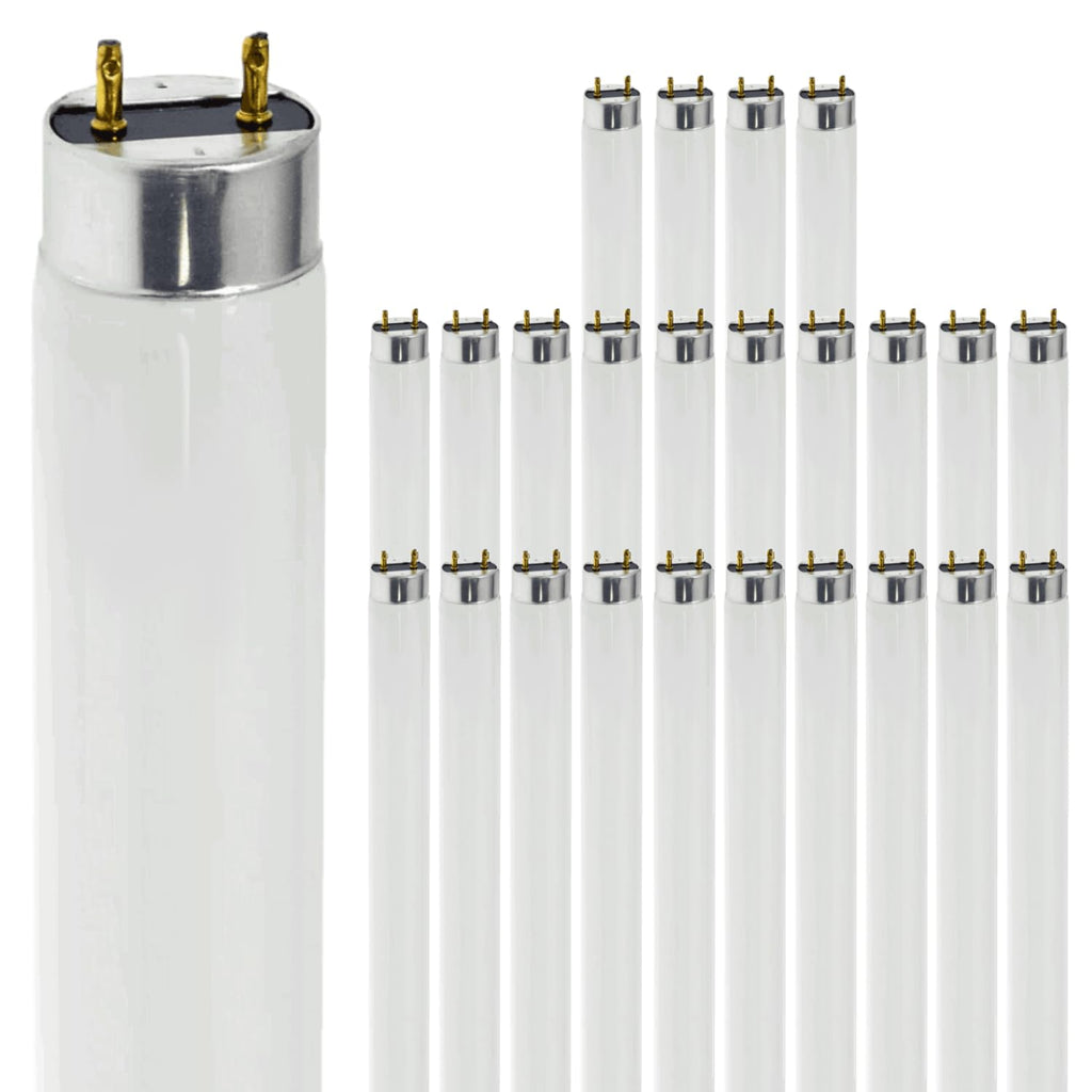24 Inch T8 Fluorescent Tube Light Bulb 17W 3000K Soft White G13 Bi-Pin Base Pack of 25 Z748