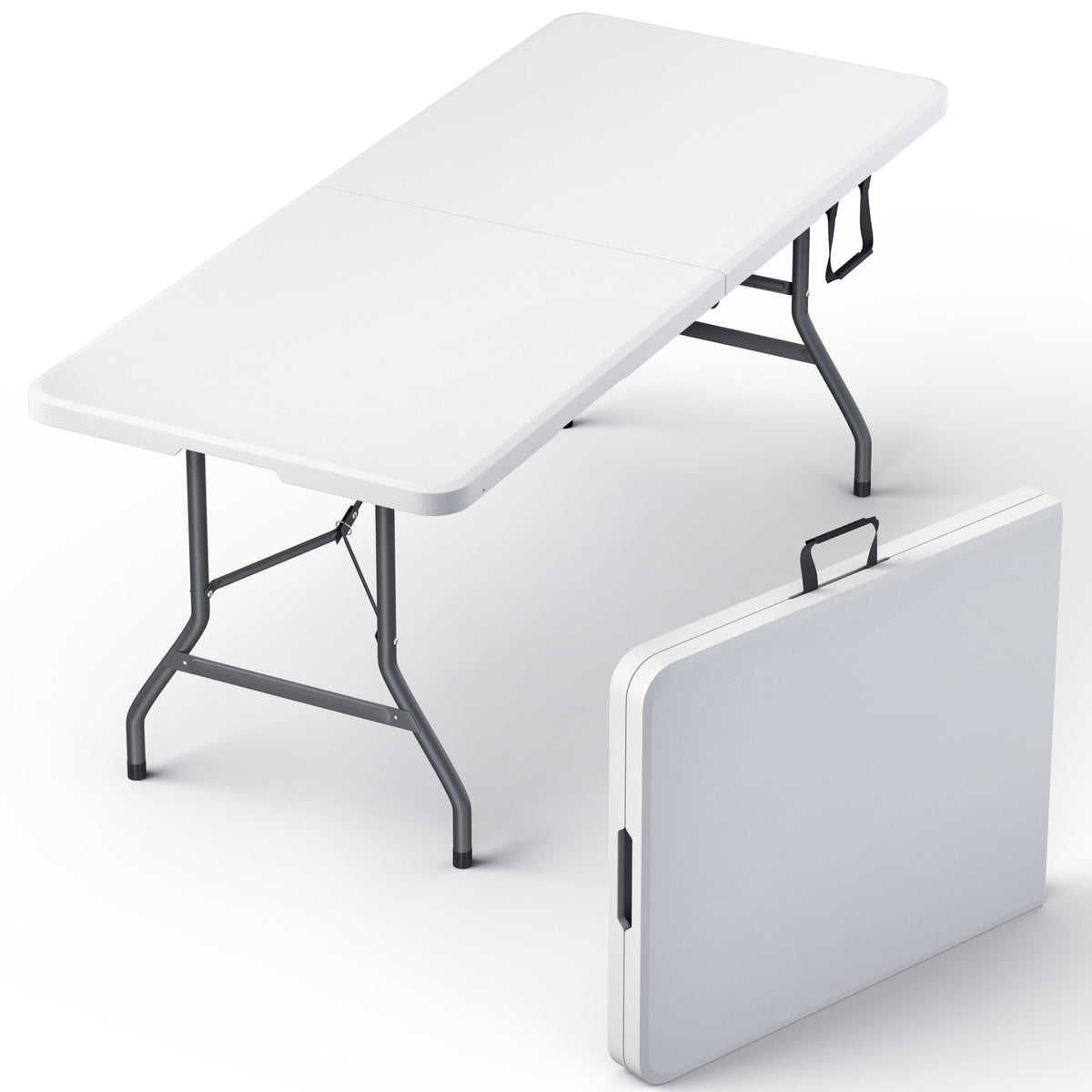 Foldable Table with Steel Legs White W373