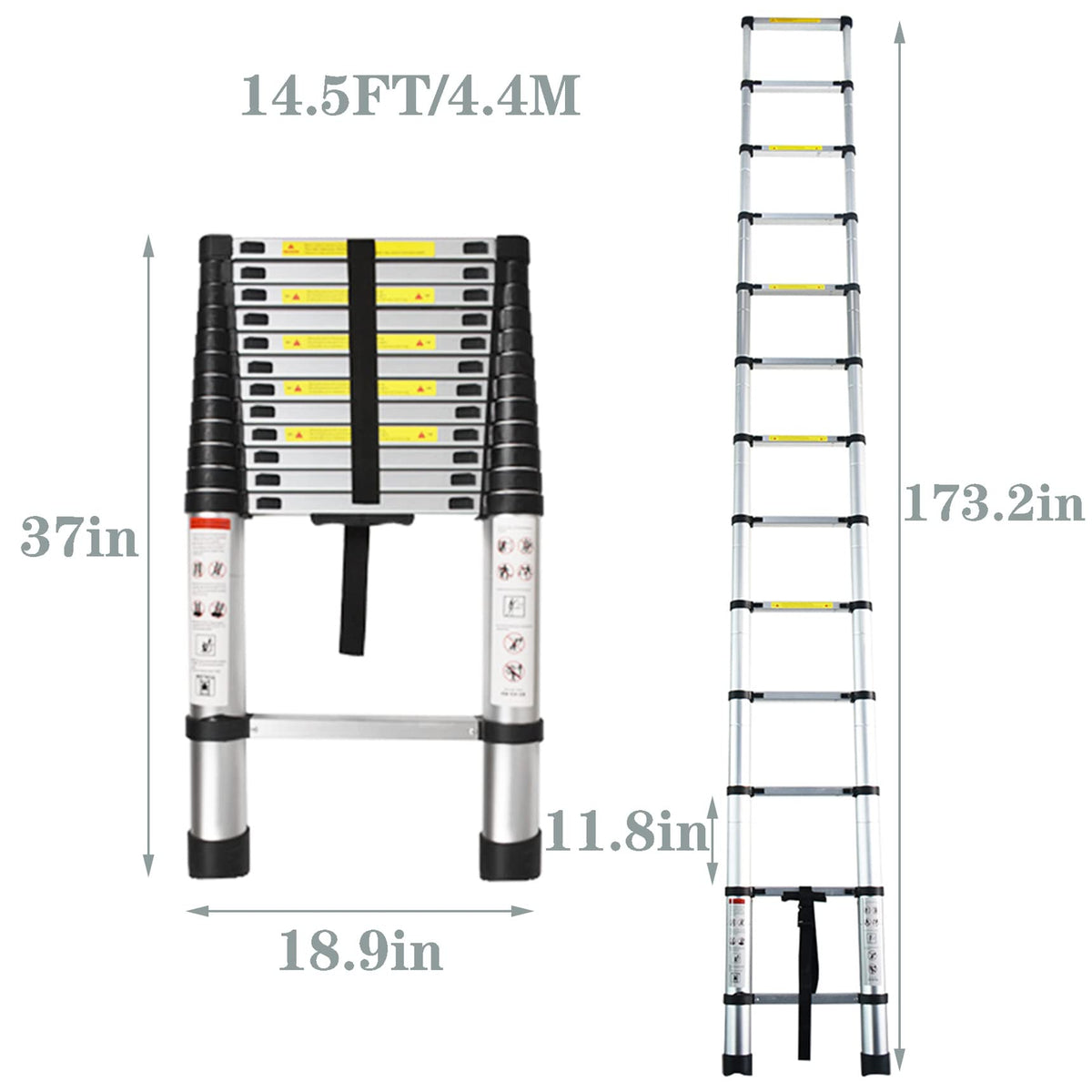 14.5 FT Aluminum Telescoping Ladder 330LB Capacity M160646