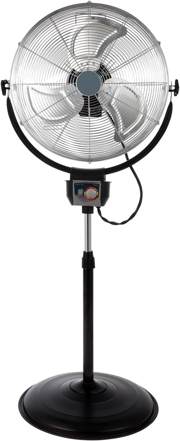 20" 3-Speed Metal Oscillating Stand Fan with Chrome Grill R658