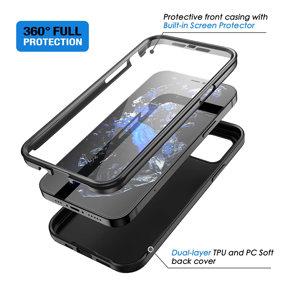 iPhone 12 Mini Case with Screen Protector Black W337505