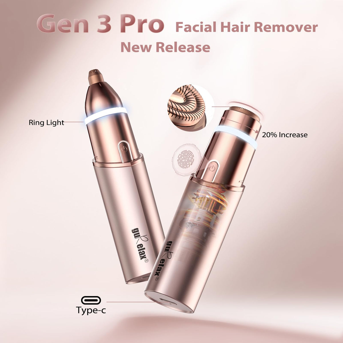 2-in-1 Electric Facial Hair Removal & Eyebrow Shaver with Mirror Light G9617