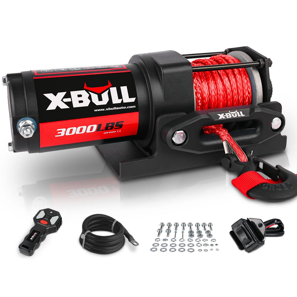12V 3000LBS Synthetic Rope Electric Winch with Mounting Bracket H191951