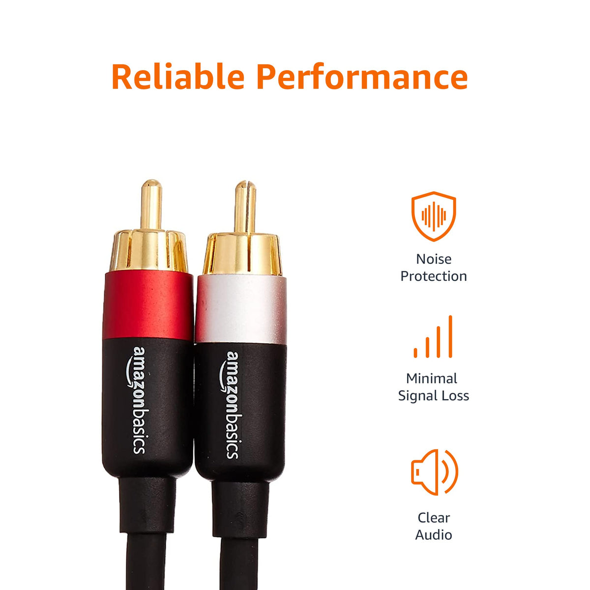 2 RCA Stereo Audio Cable, 4 Feet, Black K474