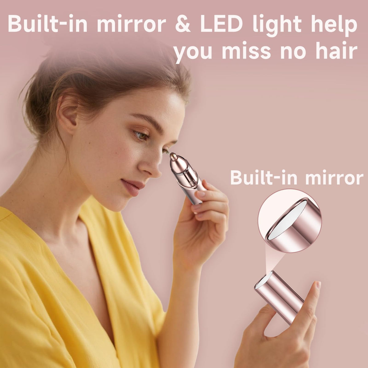 2-in-1 Electric Facial Hair Removal & Eyebrow Shaver with Mirror Light G9617