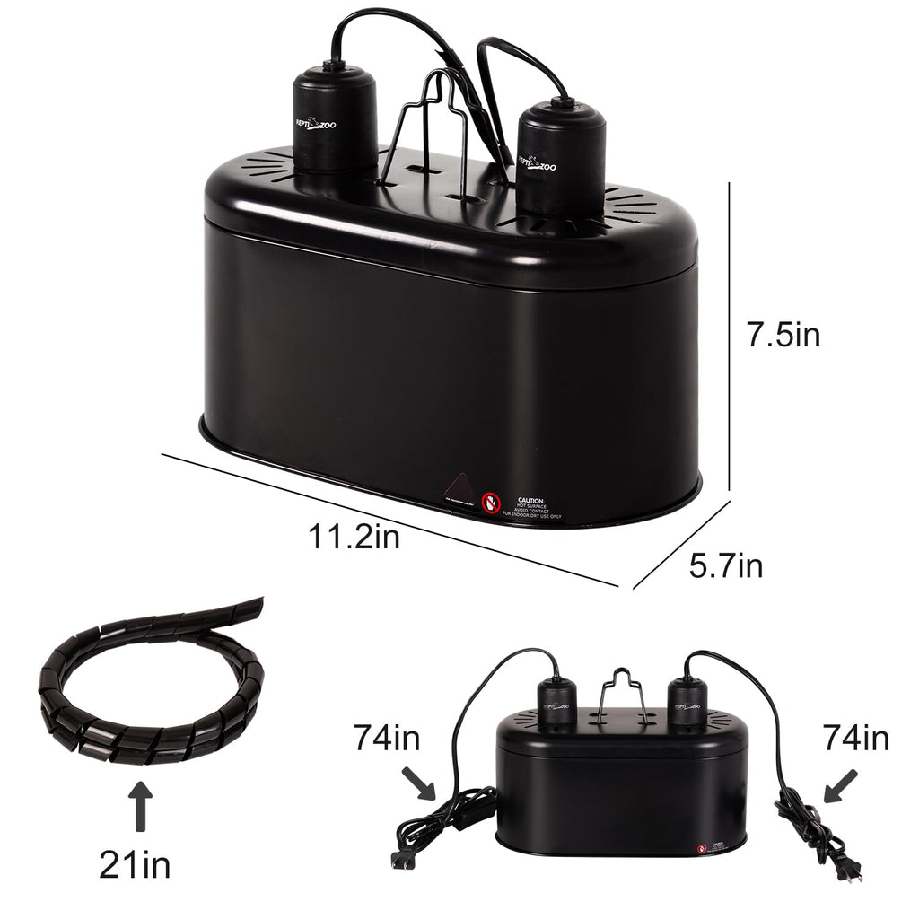 Reptile Heat Lamp Combo Pack with Dual Light Fixture, 100W Basking Spot Light & 26W UVA UVB Bulb N24154