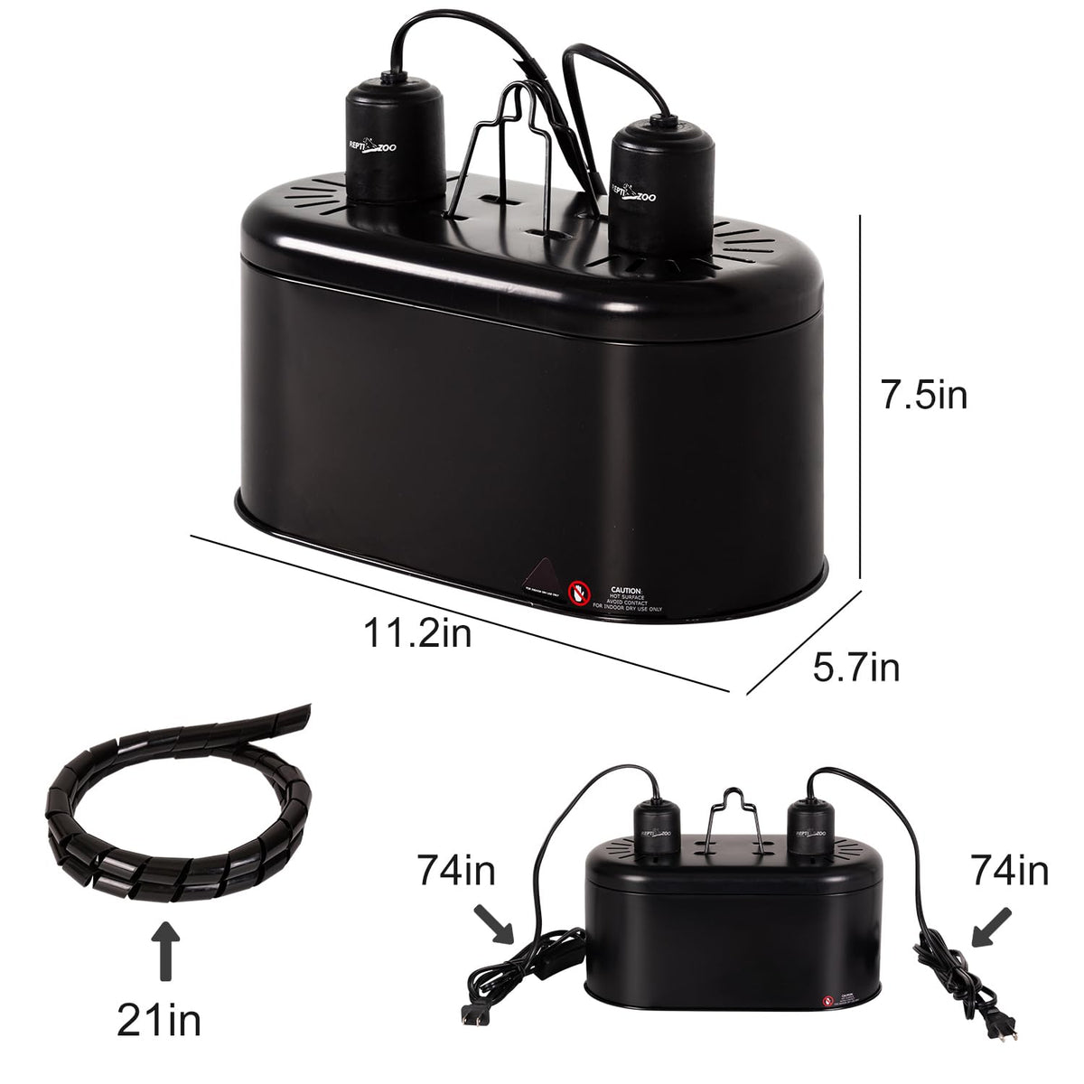 Reptile Heat Lamp Combo Pack with Dual Light Fixture, 100W Basking Spot Light & 26W UVA UVB Bulb N24154