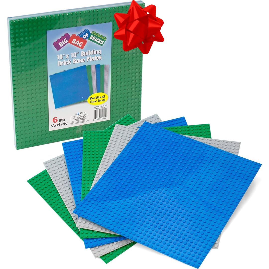 Green Blue White 10x10" Building Bricks Baseplates 4 Pack Q815