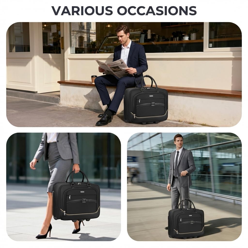 Black 17.3 In Rolling Laptop Bag with Wheels V984725