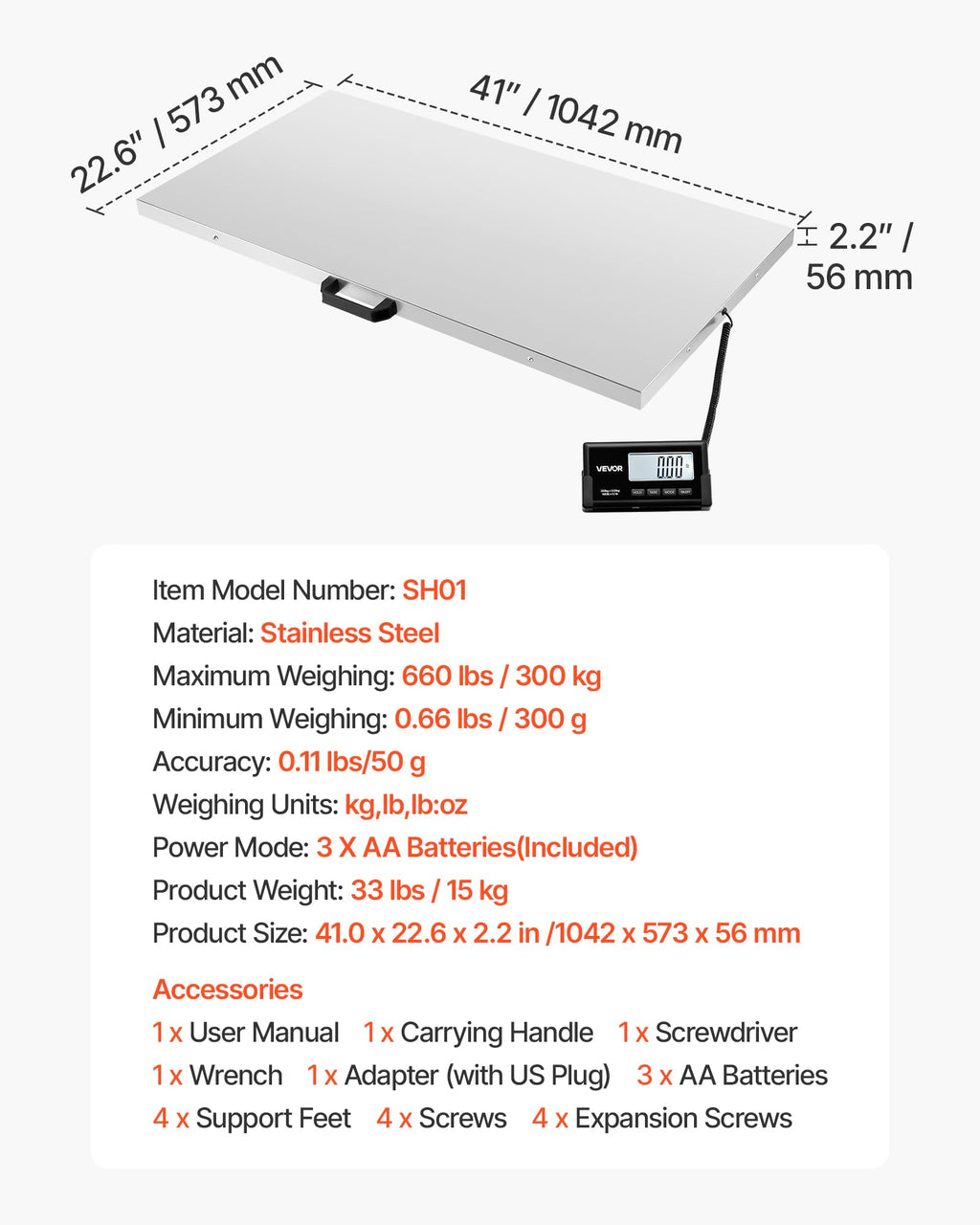 Digital Shipping Scale 660 lbs with LCD Display P206672