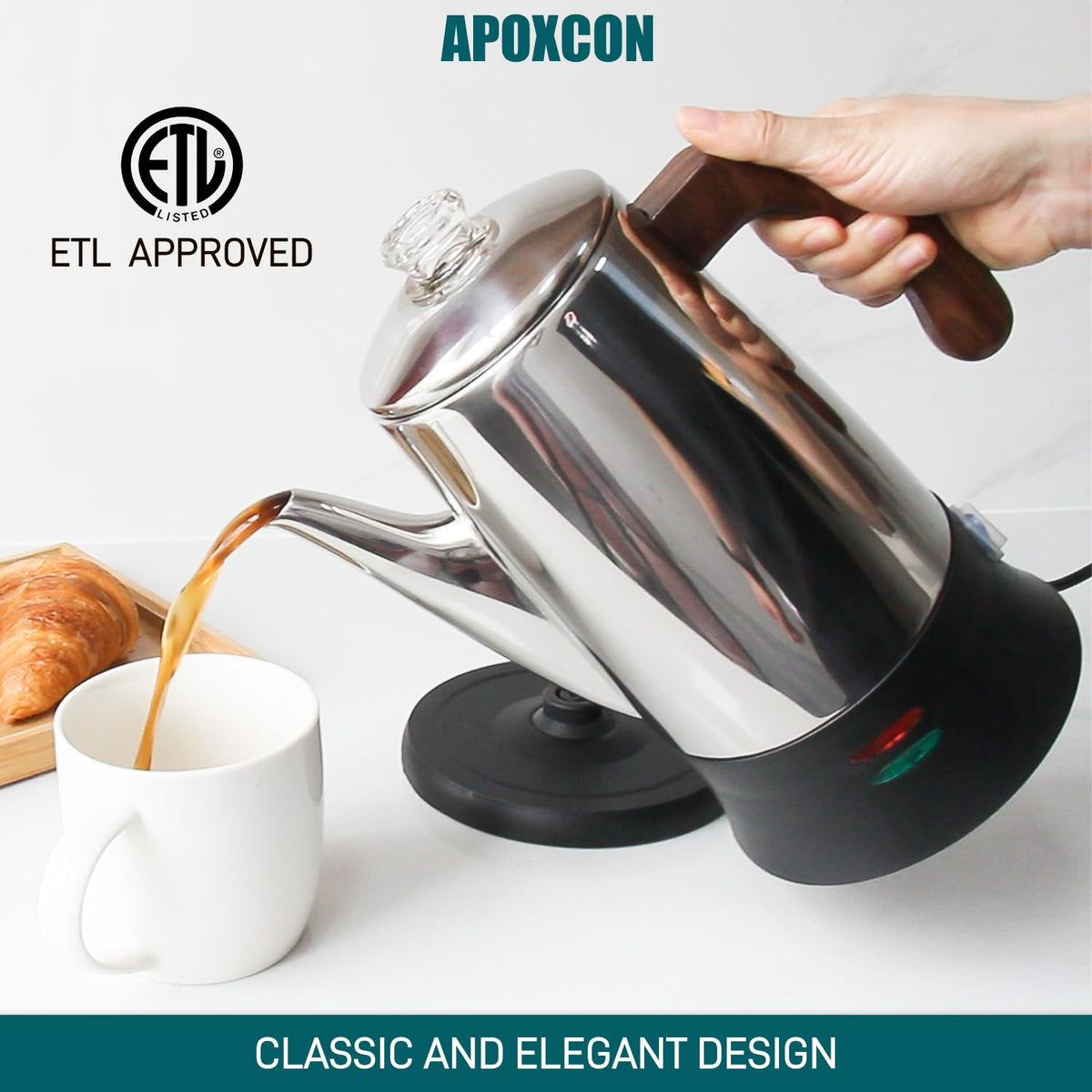 Electric Stainless Steel Coffee Percolator 8 Cup V448