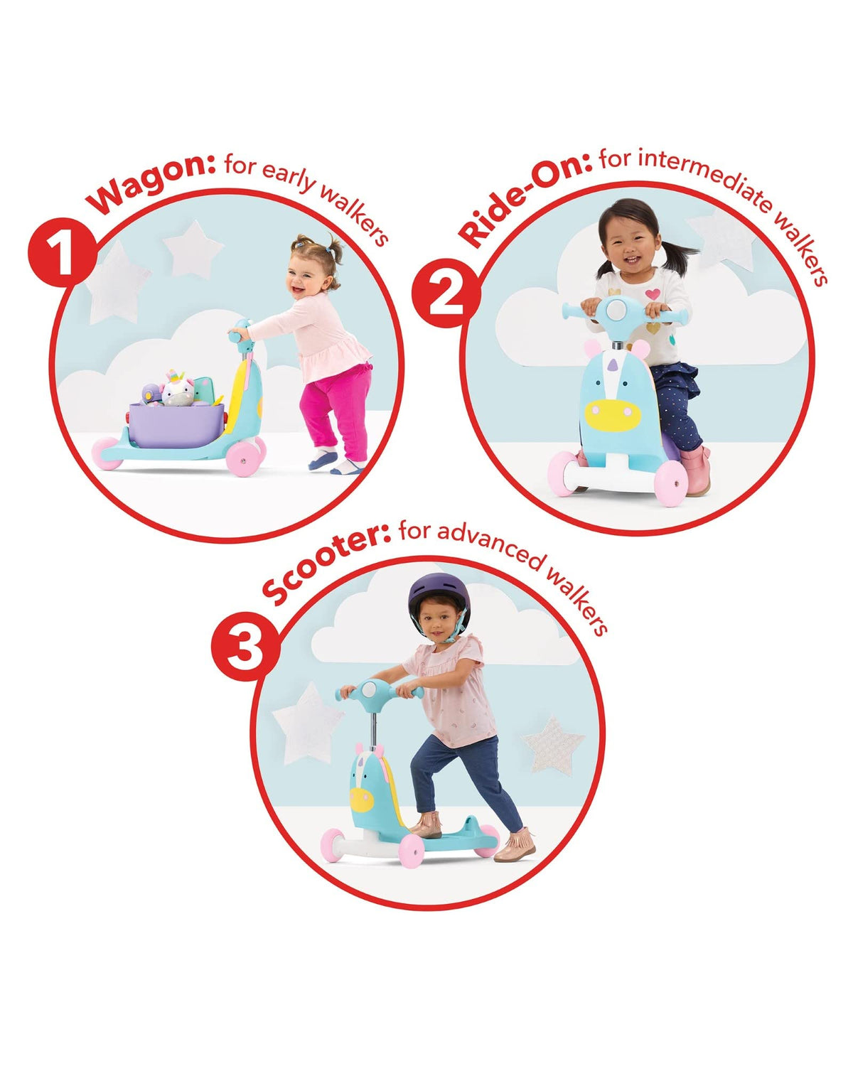3-in-1 Baby Activity Push Walker to Toddler Scooter W5436