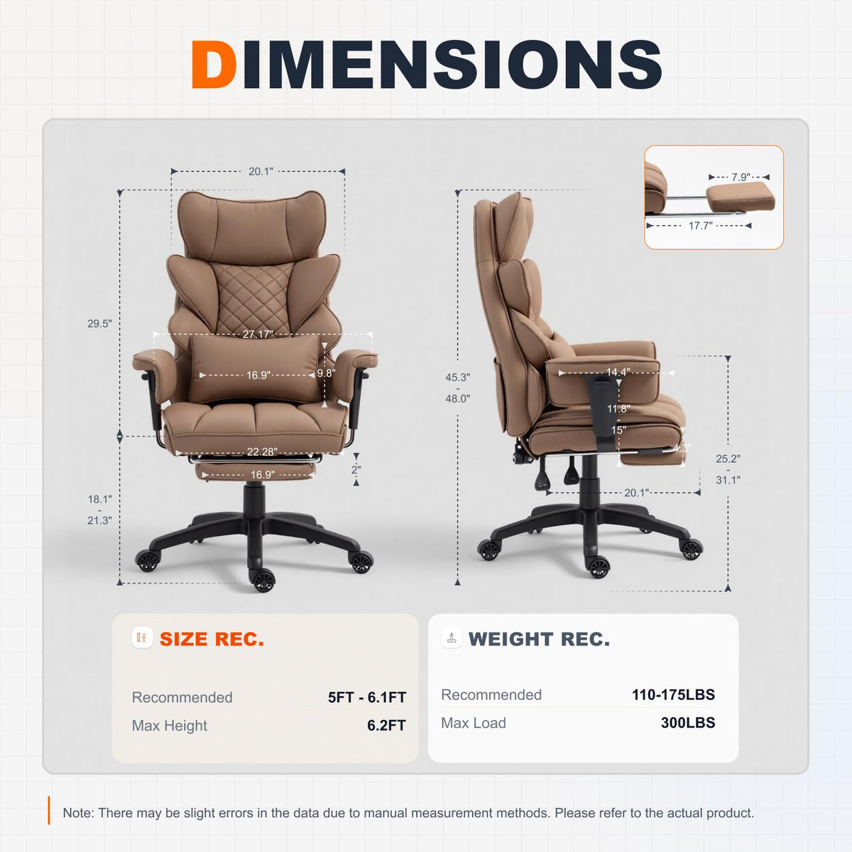 Big and Tall Office Chair with Pocket Spring Cushion Z202