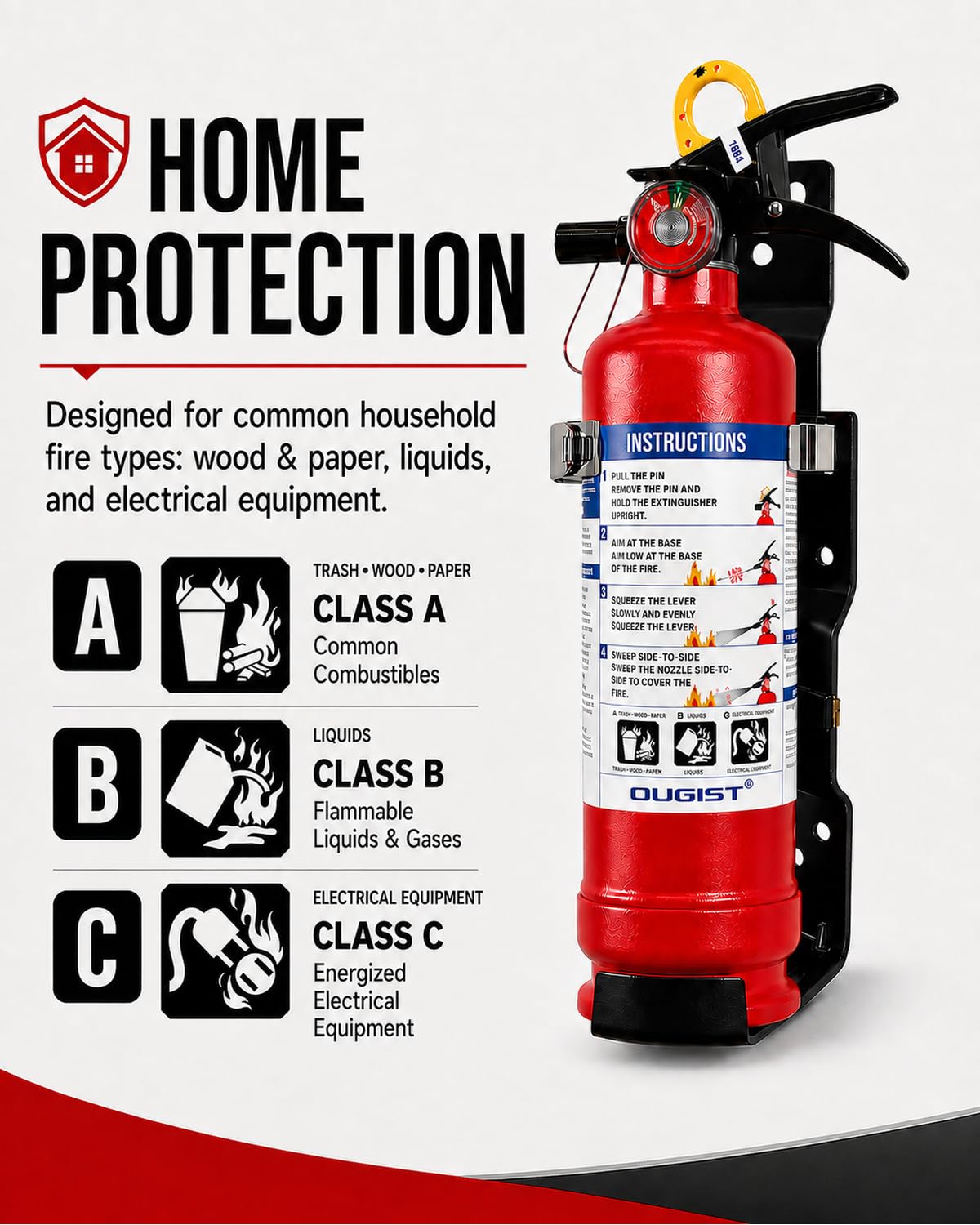 2.5 lb ABC Dry Chemical Fire Extinguisher with Wall Mount Q44943