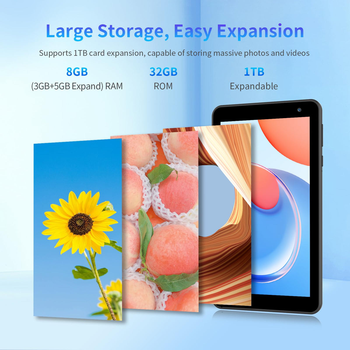 Android 15 Tablet 7 inch 3GB+5GB RAM 32GB ROM 5-Core 3500mAh with Case S532