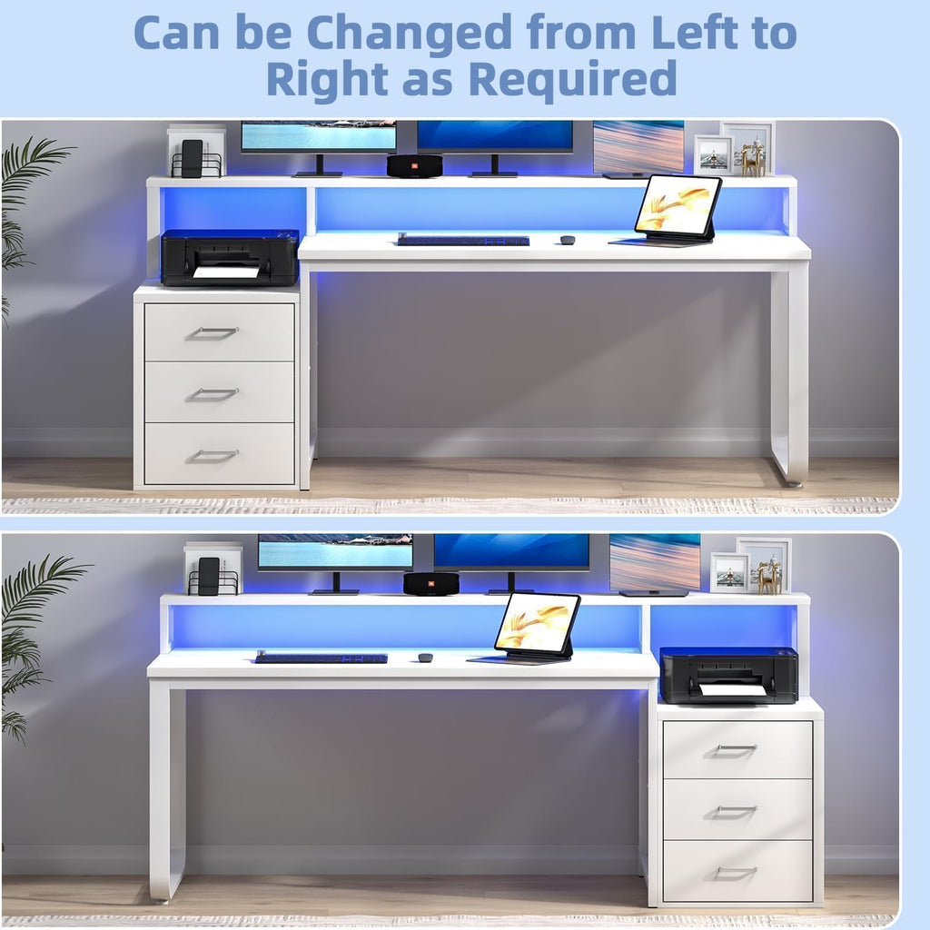 White Office Desk with 3 Drawers H674607