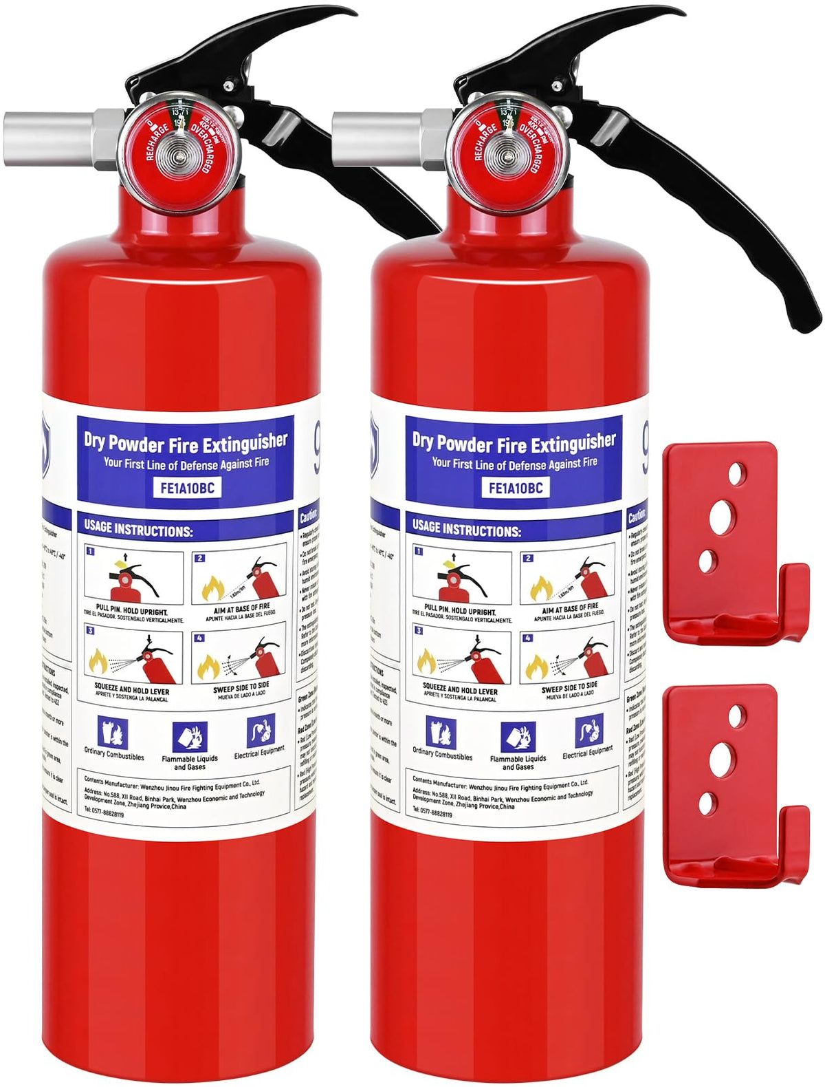 2 Pack 2.5 lb ABC Dry Chemical Fire Extinguishers W1023
