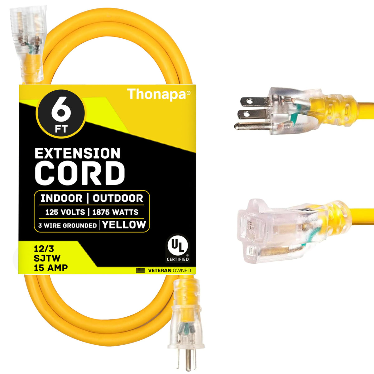 12 Gauge 6 Ft Heavy Duty Outdoor Extension Cord J8648