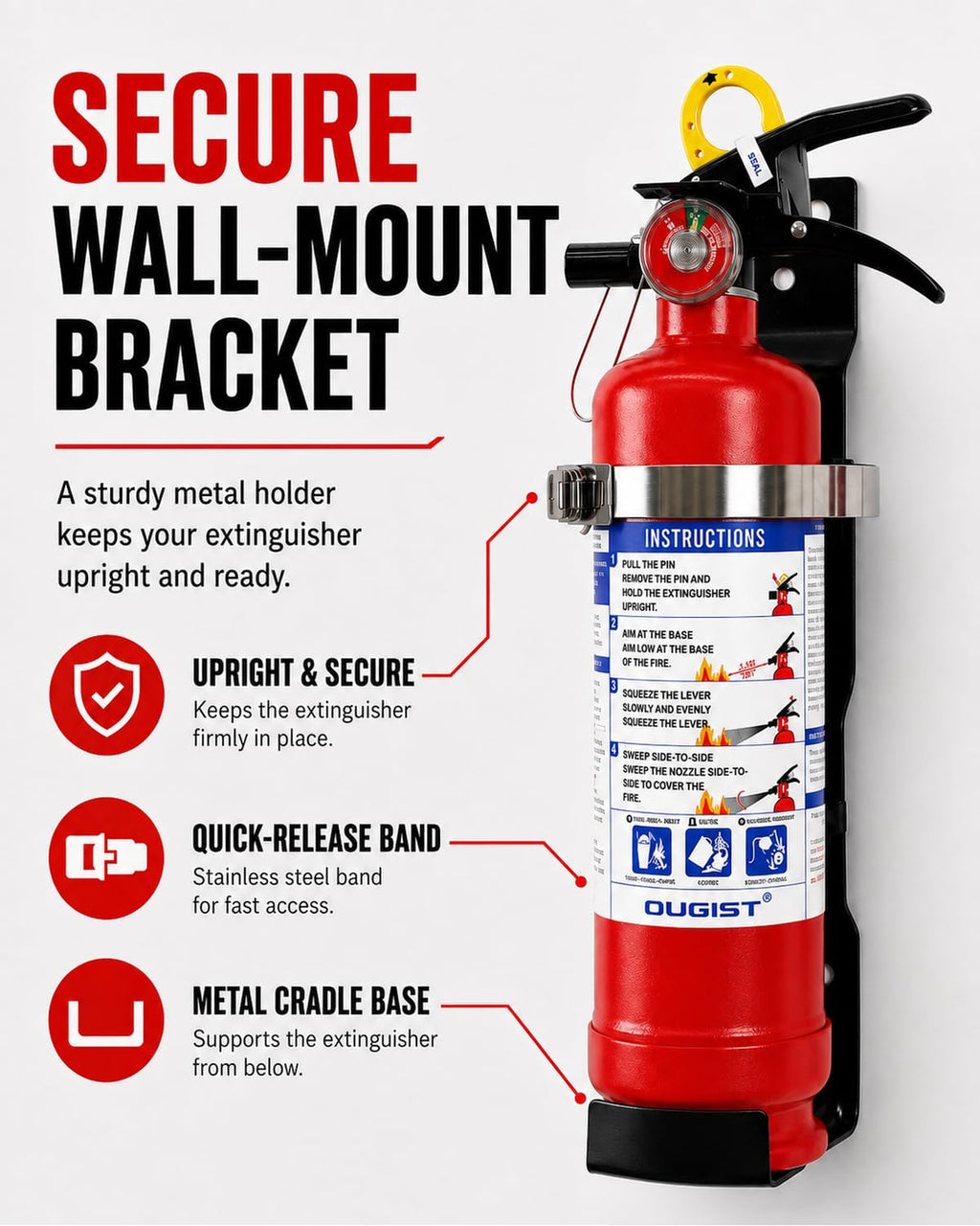 2.5 lb ABC Dry Chemical Fire Extinguisher with Wall Mount Q44943