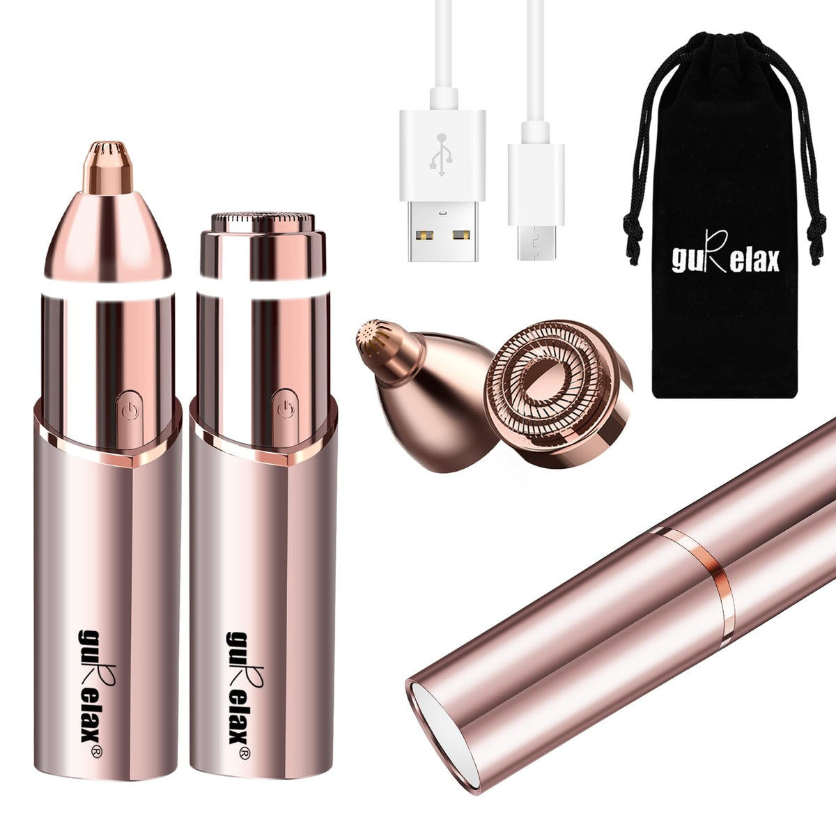 2-in-1 Electric Facial Hair Removal & Eyebrow Shaver with Mirror Light G9617