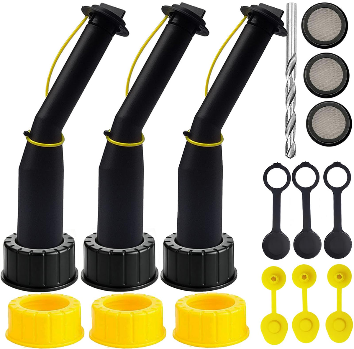 Gas Can Spout Replacement Kit with Gaskets Vent Cap Black 3 Kit K6919