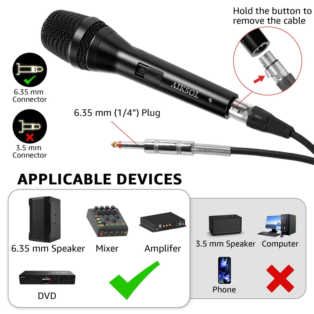 Wired Dynamic Handheld Karaoke Microphone with On and Off Switch X265568