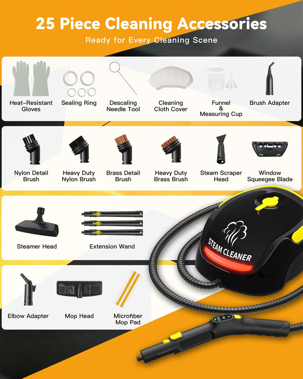 Steam Cleaner with Mop, 25 Accessories R901